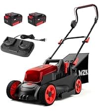 MZK 40V(2 x 20V) 13”Cordless Electric Lawn Mower,with 4-Position Height Adjustment,Compact and Lightweight Push Battery Powered Lawn Mower (2 * 4AH Batteries)