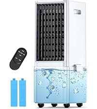 42 INCH Portable Air Conditioners w/LED Touch Screen, 4 Mode&3 Speed,1-Gal Tank for 15H Cooling Evaporative Air Cooler,12H Timer, No Hose No Window Needed, 90° Oscillating AC Unit for Bedroom
