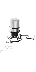 Nexgrill 18 Qt Aluminum Fish Fryer with Crawfish Boiler Pot & Double Strainer Basket for Poultry, Seafood, and More, 58,000 BTU Outdoor Deep Fryer, Welded Steel Stand & Included Thermometer - 840-0006