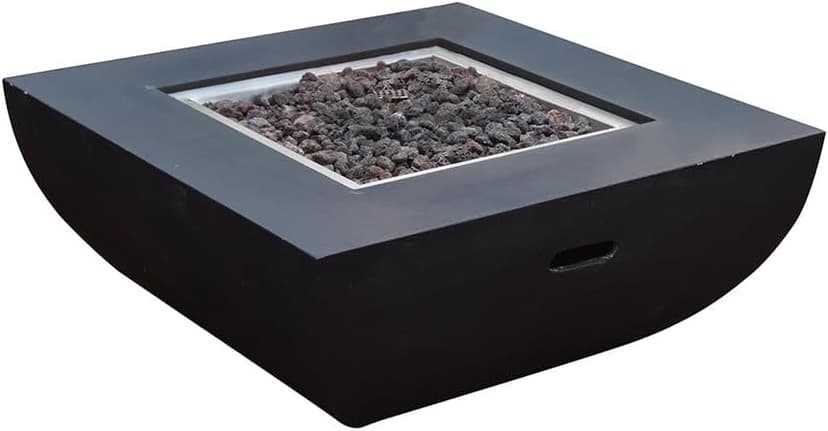 Aurora Concrete Fire Pit 34" x 34" Outdoor Patio Firepit Includes Lava Rocks Modern Fire Pits & Outdoor Fireplaces for Garden, Deck, Indoor & Outdoor Heating