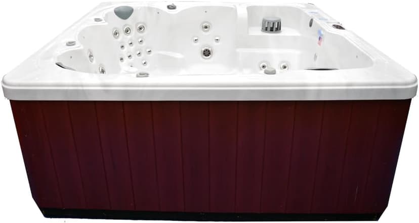 Home & Garden HG90 6-Person Hot Tub with 90 Therapy Jets and Bluetooth Audio – Sterling or White Acrylic Interior and Mocha Exterior Cabinet - Ideal for Backyard Relaxation and Hydrotherapy