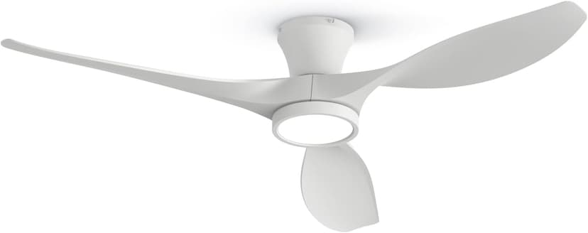 TALOYA 52 inch Ceiling Fans with Lights Remote Control, Modern Low Profile Ceiling Fan with Quiet Reversible DC Motor for Bedroom Living Room and Patio White