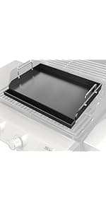 Griddle for Gas Grill, Flat Top Cast Iron Griddle Insert for Outdoor Gas Grill, 17" x13" Nonstick Coating Cooking Skillet Pan Teppanyaki for Weber Charbroil Camp Chef and Gas/Charcoal/Electric Grill