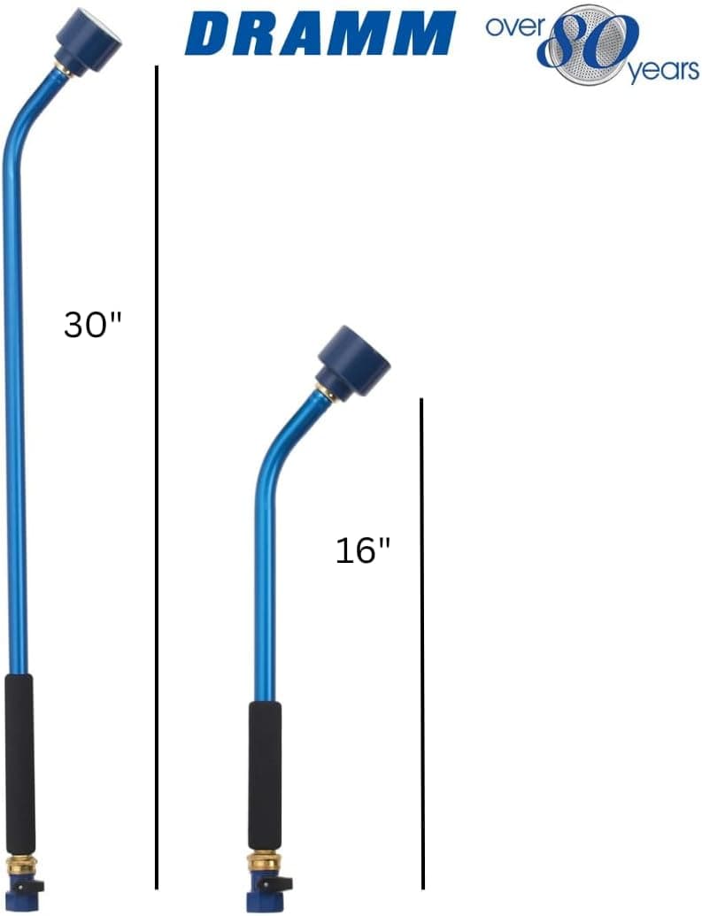 Dramm Sunrise Soft Rain Watering Spray Wand – 36” Long, Blue – Gentle Full-Flow Spray with Shut-Off Valve & 8” Foam Grip – Lightweight & Durable for Gardens, Hanging Baskets & Planters