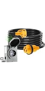 Kanayu Generator Transfer Switch Adapter Cord Compatible with NEMA L5-30P to L14-30R, 30 Amp Locking 3 Prong to 4 Prong Generator Adapter RV Generator to House Inlet Box, STW 10 AWG, ETL Listed(10ft)
