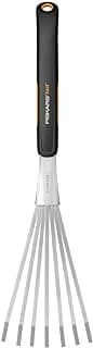 Fiskars Xact Hand Rake, Heavy Duty Gardening Hand Tool with Ergonomic Handle and Hanging Hole