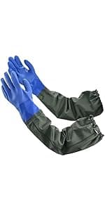MUMUKE Long Waterproof Gloves, Long Chemical Gloves, Reusable, Padded Cotton Lined/Acid & Oil Resistant 28 inch