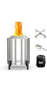 BALI OUTDOORS 6.5 inch Tabletop Fire Pit Round, Stainless Steel Table Top Firepit Small, Outdoor Smokeless Firepit Portable