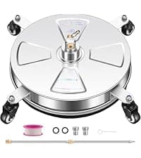 14" Pressure Washer Surface Cleaner with 4 Wheels - Stainless Steel Surface Cleaner for Pressure Washer Attachment for Concrete, Patio, Sidewalk, Deck and Driveways - PWS14