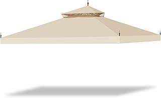 Yescom 10x10Ft Canopy Top Replacement PU Water Resistance Fit for Brand_Model Walmart/MS17-31-4-2 Arrow Gazebo Dual Tier Outdoor Patio Canopy Cover Party Backyard Garden Beige