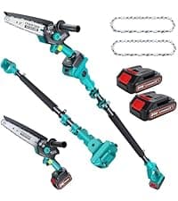 Mini Chainsaw Cordless, 8 inch & 6 inch Electric Chain Saw with 2 Pack Rechargeable Batteries, Battery Powered Handheld Saw for Trees Trimming Wood Cutting, Perfect Gardening Tools for Men Dad Husband