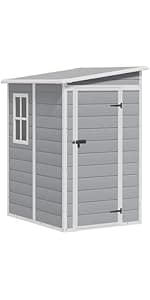 Greesum Outdoor Horizontal Resin Storage Sheds 34 Cu. Ft. Weather Resistant Resin Tool Shed, Extra Large Capacity Weather Resistant Box for Bike, Garbage Cans, Lawnmowe, Without Divider, White