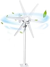 800W Wind Turbine Generator Kit, 6-Blade 12V/24V Wind Energy System, Durable Electromagnetic Power Generator for Home, RV, and Off-Grid Use White