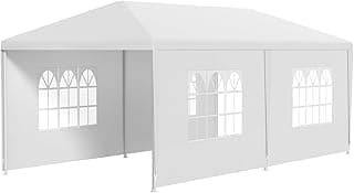 FDW Party Tent 10'x20' Outdoor Canopy Party Wedding Tent Garden Gazebo Pavilion Cater Events -4 Removable Sidewalls,White