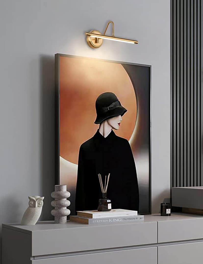 JOOSENLUX Modern Brass Picture Light Hardwired - 16.54'' for Wall Painting and Artwork Display - 7W LED Wall Lights(45W Eqv.) - Warm White 3000K - Hard Wired Connection with Swing Arm