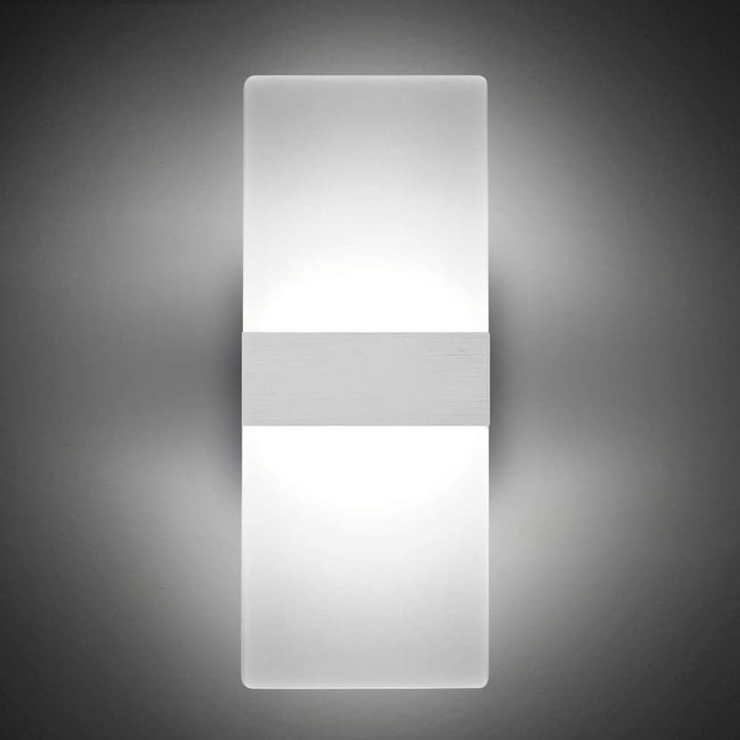 ChangM Modern LED Acrylic Wall Sconce 12W Cool White 6000K Up Down Lamp for Bedroom Corridor Stairs Bathroom Indoor Lighting Fixture Lamps Home Room Decor Not Dimmable No Plug(1 Pack)
