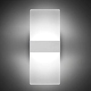 ChangM Modern LED Acrylic Wall Sconce 12W Cool White 6000K Up Down Lamp for Bedroom Corridor Stairs Bathroom Indoor Lighting Fixture Lamps Home Room Decor Not Dimmable No Plug(1 Pack)