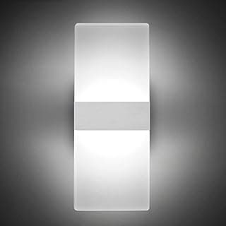 ChangM Modern LED Acrylic Wall Sconce 12W Cool White 6000K Up Down Lamp for Bedroom Corridor Stairs Bathroom Indoor Lighting Fixture Lamps Home Room Decor Not Dimmable No Plug(1 Pack)
