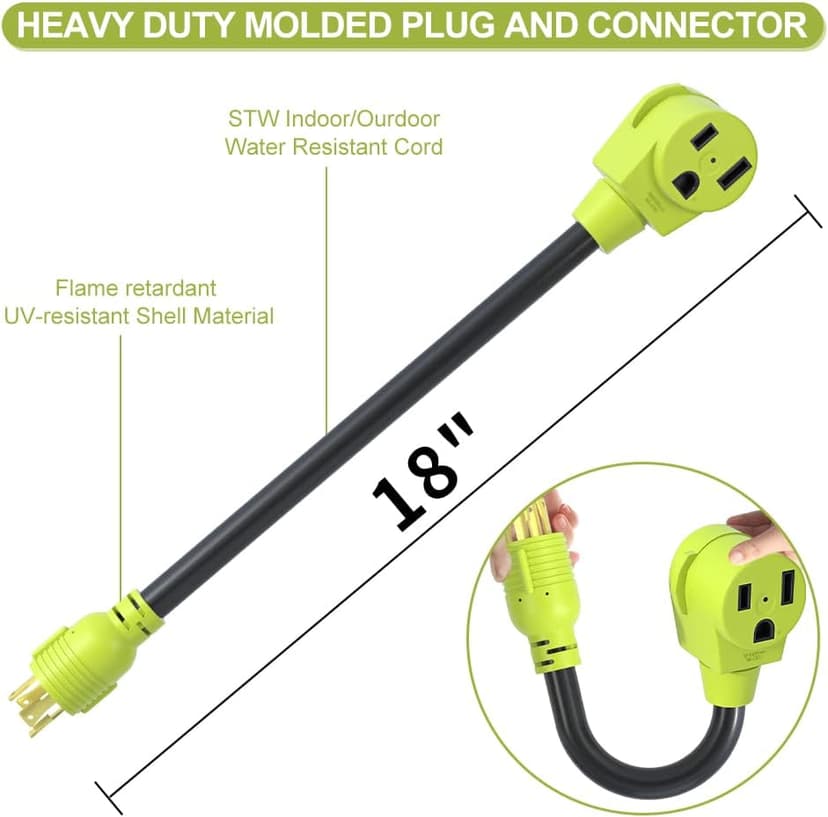 Generator Welder Adapter,NEMA L14-30P Male Plug to 6-50R Female Socket,4 Prong Generator to Welder Adapter Plug Power Cord,STW 10 AWG(1.5FT)