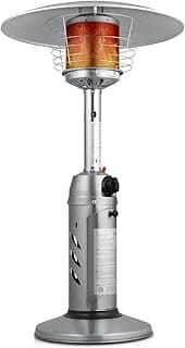 Magshion Portable Tabletop Patio Heater, 11,000 Btu Outdoor Heaters Stainless Steel Outside Gas Heater with Safety Tilt Switch and Burner Screen Guard for Commercial and Residential (Silver)