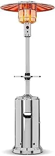 48,000 BTU Patio Heater, Stainless Steel Propane Heater With Wheels, Portable Outdoor Heaters for Patio, Backyard, Balcony, Silver