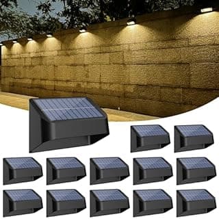 Brighter Solar Fence Lights,Solar Lights Outdoor Waterproof,Warm White and RGB 8 Colors,Dusk to Dawn Deck Light, Outdoor Lighting for Backyard/Railing/Wall/Step/Patio（12 Pack）