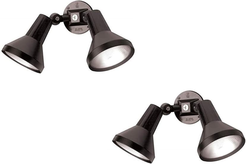 Ciata 15" Outdoor Security Flood Light 2 Head with Heavy Duty Cast Aluminum Body 150W PAR38 Weather Proof Black Finish (2 Pack)