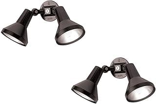 Ciata 15" Outdoor Security Flood Light 2 Head with Heavy Duty Cast Aluminum Body 150W PAR38 Weather Proof Black Finish (2 Pack)