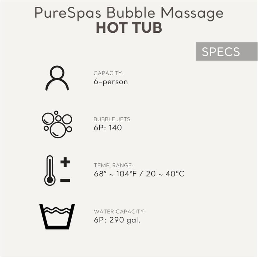 INTEX 28427EH PureSpa Bubble Massage Spa Set Outdoor Inflatable Portable Hot Tub, Includes Energy Efficient Spa Cover, Saltwater System Ready, 6 Person, 85in x 28in