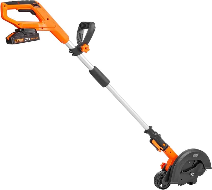 VEVOR Lawn Edger, 9-inch Large Blade, 20 V Battery Powered Cordless Edger Lawn Tool with 3-Position Blade Depth, Adjustable Handle, with Battery and Charger, for Lawns, Driveways, and Sidewalk Edges