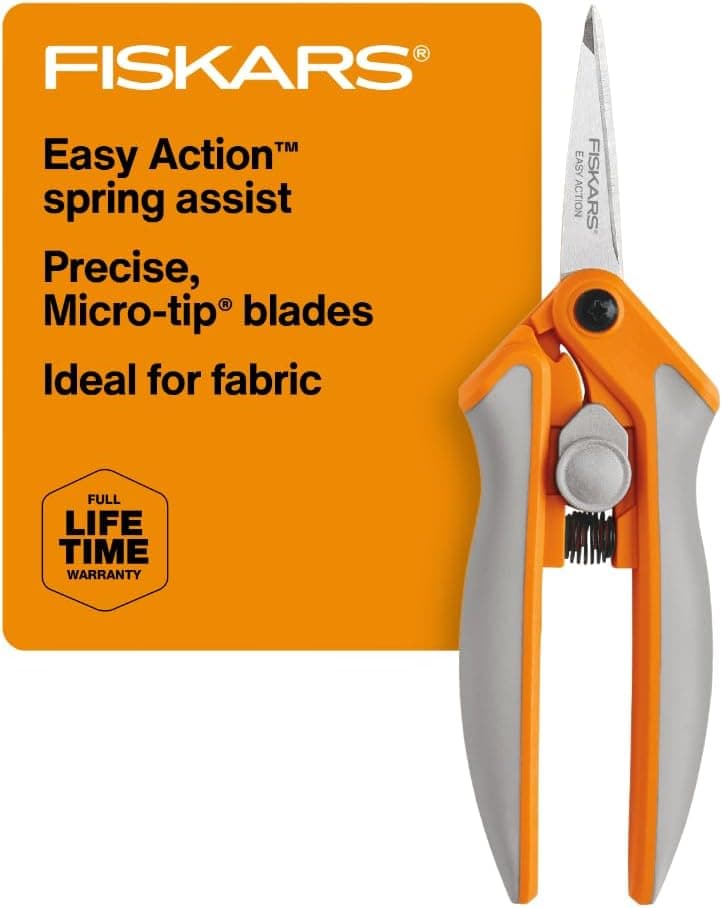 Fiskars RazorEdge Micro-Tip Easy Action Scissors - 6" - Stainless Steel Fabric Scissors - Arts and Crafts - Orange
