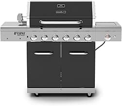 Nexgrill Deluxe 6-Burner Propane Gas Grill with Ceramic Searing Side Burner, Rotisserie Kit, 60,000 BTUs Output, and Stainless Steel Control Panel, BBQ Grill Perfect for Outdoor Gatherings - 720-0896B
