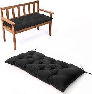 Waterproof Lounger Seat Cushions Outdoor Loveseat Bench Seat Pads Tufted Bench Cushion (39.4 X 19.7 Inch, Black)