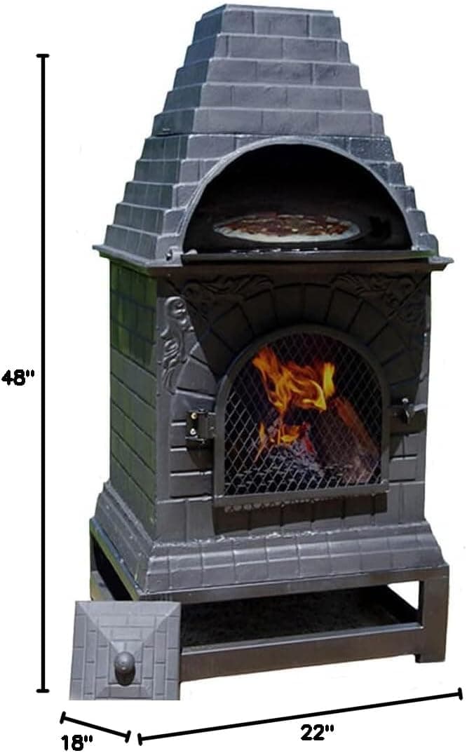 The Blue Rooster Casita Grill Chiminea Outdoor Fireplace Wood Burning Firepit and Pizza Oven