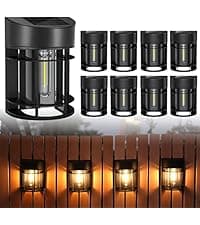 Solar Lights Outdoor Waterproof, 6 Pack Metal Glass Solar Pathway Lights Outdoor, Bright LED Outdoor Solar Lights for Yard Garden Path Walkway