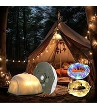 GHORA Camping String Light,32.8FT Rechargeable LED Lights with 8 Modes, Waterproof Portable Outdoor Tent Lights for Patio Garden Party Decor, Hanging Lanterns for Canopy Backyard Campground