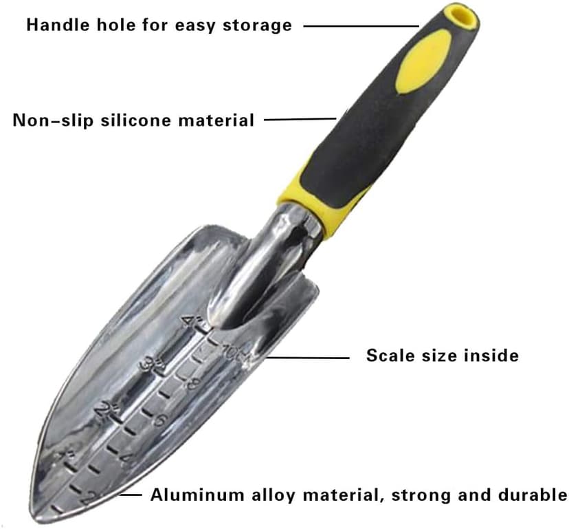 Garden Trowel Hand Shovel with Soft Rubberized Non-Slip Ergonomic Handle for Planting Transplanting, Weeding, Moving and Smoothing Soil-Gardening Gift (Spade Shovel)