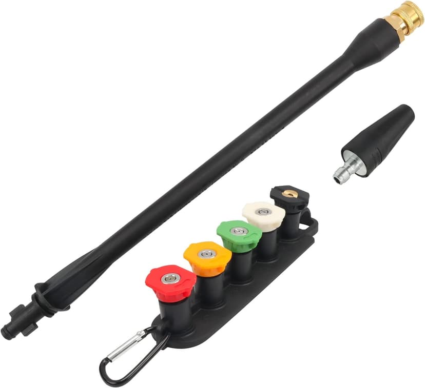 Pressure Washer Replacement Spray Wand with Turbo Nozzle and 5 Spray Tips and Belt Clip Nozzle Holder, Compatible with Husky Greenworks Ryobi Homelite Portland Electric Pressure Washers