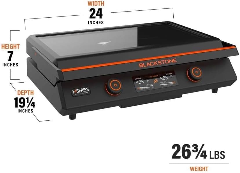 Blackstone 22-Inch Electric Griddle - 1600W Non Stick Ceramic Titanium Coated Stainless Steel Tabletop Griddle with EZ-Touch Control Dial, LCD Display, Patented Rotate & Remove Glass Hood - 8001