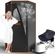 AgiiMan Portable Sauna for Home, Sauna Box with 3L Steamer, Remote Control, Folding Chair and Mat, Full Size Personal Steam Sauna Tent for Home Spa Relaxation, 15 Levels