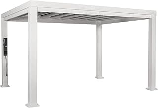 Backyard Discovery Windham 14' x 10' Modern Galvanized Steel Pergola Kit with Shade Sail Canopy, All-Season Durability, PowerPort, High-Wind Rating for Outdoor Patio, Garden, Deck, Entertaining