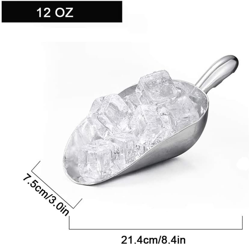 Ice Cube Endurance Scoop, Cast Aluminum Shovel Scoops Kitchen Utility Scoops Set Contoured Handle，Ideal for Ice Cube Coffee Bean Food Candy Flour Popcorn Rust Free, Solid & Dishwasher Safe (Silver)