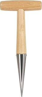 Hand Dibber Stainless Steel Sow Dibbler with Wooden Handle Garden Hole Punch Dibbler Tool for Planting Flowers Tulips, Transplanting Plants,Transplanting Seedling (Garden Dibbler)