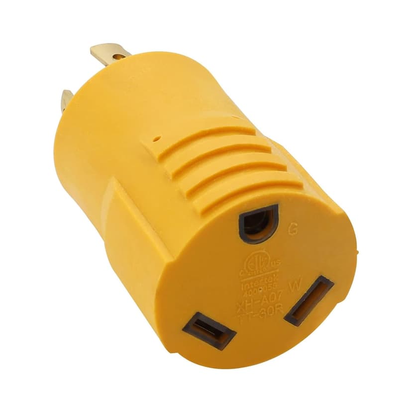 MECMO NEMA L14-30P to TT-30R 30 Amp RV Generator Adapter, 4 Prong Locking 120/240V L14-30P Generator Plug to TT-30R 30A RV Outlet, Transfer Switch Ready Portable Generator Power Adaptor w/ ETL Listed