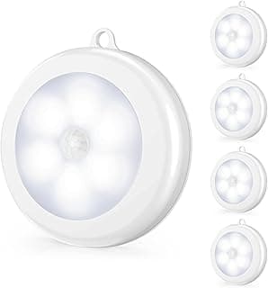 Mlambert 4 Pack Motion Sensor LED Night Light, Cordless Battery-Powered Stick-on Magnet Closet Lights, Safe Lights for Stairs, Cabinet, Cool White