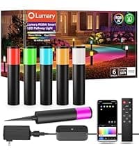 Lumary Smart Pathway Light Pro 700LM, RGBAICW Color Changing Landscape Lights with 8 Adjustable 355° Spot Lights IP65 Waterproof, 48FT Wired Outdoor Landscape Lighting, WiFi APP/Voice/Remote (4 Pack)