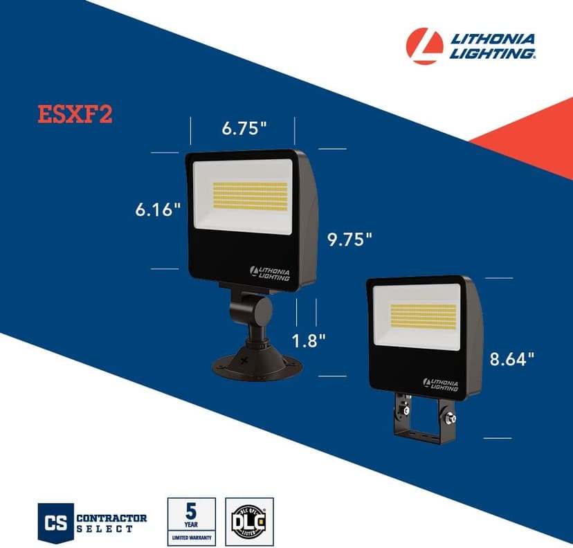 Lithonia Lighting Outdoor LED Floodlight, Adjustable Lumen Output, 3000K/4000K/5000K Switchable Color Temperature, Knuckle or Yoke Mount, Bronze (ESXF2 ALO SWW2 KY DDB M2)