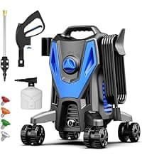 Electric Pressure Washer, 4200PSI 2.8GPM, Foam Cannon, 4 Nozzle Tips, 20 FT Hose, 35FT Power Cord, Strong Power Washer with Anti-Tipping Technology for Cars, Garden, Fences, Patios, Driveways