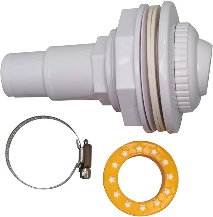 FibroPool Pool Return Jet Kit - Complete with Fittings, Eyeball Assembly, Clamp, Gaskets and PTFE Thread Tape - Compatible with Above Ground Pools