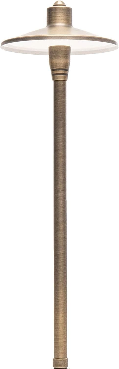 G2 12V Brass Path Light (24" Tall) with 3W 2700K Warm White G4 LED Bulb for Low Voltage Landscape Lighting on Outdoor Pathway, Walkway, Garden, Driveway or Patio